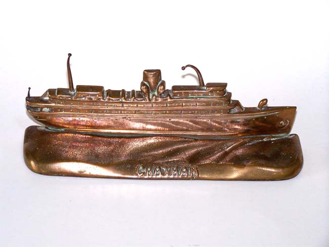 An Exceedingly rare pair of "CHATHAM" Steamship Antique Bookends circa 1920